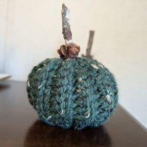 Handcrafted Green Crochet Pumpkin Decor